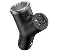 Baseus Chargeur de voiture BSC-C16N Y-Type 2 ports USB 3,4A 2 prises allume-cigare Noir