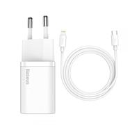 Baseus Chargeur rapide Super Si avec câble Type-C vers Lightning 1 m blanc