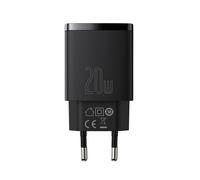 Baseus Chargeur Secteur Double Sortie USB-A/USB-C 20W Compact Noir