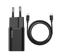 Baseus Chargeur secteur Super Sir SI Quick Charger 1C USB-C 20W avec câble Lightning 100 cm Noir