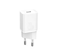 Baseus Chargeur Secteur Super Si 20W USB-C Power Delivery 3.0 CCSUP-B02 - 100-240V, 50/60Hz, Blanc, Compatible Smartphone