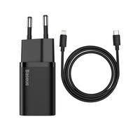 BASEUS Chargeur Marque Modèle USB-C Super Sir SI Quick Charger 1C 20W Chargeur Secteur avec Foudre 100 cm Noir