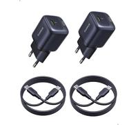 Baseus Chargeur USB C 45W, Lot de 2 Chargeurs Rapides GaN, Adaptateur Secteur PPS PD pour iPhone 17/16/15 Pro Max, Samsung Galaxy S25 Ultra/S24, iPad, MacBook, Pixel (Câble USB-C de 1 m Inclus)