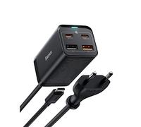 Baseus Chargeur USB C Rapide 65W, PD GaN3 Fast Wall Block, 4-Ports [2USB-C + 2USB] Station de Charge avec 5ft AC Câble pour MacBook Pro/Air, USB-C Laptop, iPhone 13/12, Samsung Galaxy