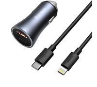 Chargeur de voiture rapide USB-C 40 W PD QC SCP FCP AFC + câble USB-C - Gris