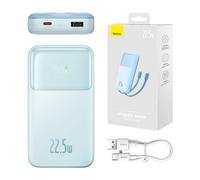Baseus Comet série 10000mAh Powerbank 22.5W bleu avec écran LCD + 0.3m câble USB-A vers USB-C, blanc
