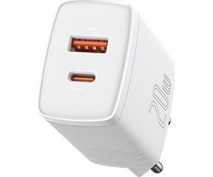 Baseus Compact Quick Charger Dual Chargeur Rapide Blanc 20 W