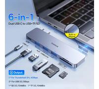Baseus double USB-C Hub vers HDMI 4K 30Hz pour Thunderbolt 3/4 40Gbps USB 3.0 Type C HUB SD TF pour MacBook Pro Air USB Hub - Type 6-IN-1 USB with SDTF