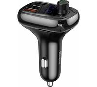 Baseus Car Charger Bluetooth FM Transmitter S-13, BT. 5.0, 10m Range, USB-A QC 12V/ 2.4A, USB-A 5V/ 1.5A, Type-C 12V/ 2.4A, Black (CCMT000101)