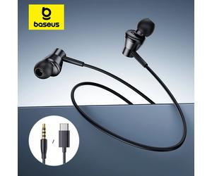Baseus Encok CZ11/HZ11 écouteurs filaires type-c/3.5mm Jack casque filaire avec micro 120 ° Angle pour ordinateur portable, tablette, téléphone HZ11 Cluster Black
