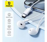 Baseus Encok CZ19 écouteurs filaires semi-intra-auriculaires type-c avec micro pour IOS Mac Xiaomi Samsung HUAWEI ordinateur casque de téléphone portable BLANC