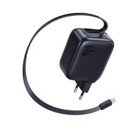 Baseus Enercore Chargeur USB C 67W avec Câble Rétractable, Chargeur GaN Compact avec 2 Ports USB-C, Compatible MacBook Pro, Dell, HP, iPad, iPhone 16 Pro, Galaxy S25