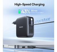 Baseus EnerCore CJ21 USB-C Chargeur avec 2 cables rétractables 3C 67 W - Noir interstellaire