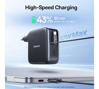 Baseus EnerCore CJ21 USB-C Chargeur avec 2 cables rétractables 3C 67 W - Noir interstellaire