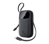 Baseus Enerfill FC31 Batterie externe à écran numérique avec 2 câbles USB-C intégrés, 45 W, 20 000 mAh, blanc lune