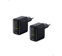 Baseus Enerfill Lot de 2 chargeurs USB C 70 W GaN6 à 3 Ports - Bloc d'alimentation Compact pour MacBook Air, iPhone 17/16/15 Pro Max, iPad Pro, Galaxy S25/S24, Pixel, Ordinateur Portable et Plus