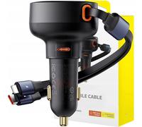 Baseus Enjoyment Chargeur de voiture Usb-C avec câble Usb-C et Lightning 60 W (Noir)