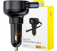 Baseus Enjoyment Pro Chargeur de voiture avec câble Lightning + Usb-C, 55W (Noir)