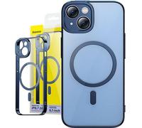 Baseus étui magnétique transparent avec paillettes et verre sécurisé pour iPhone 14 Plus (bleu)