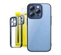 Baseus étui transparent avec paillettes et verre sécurisé pour iPhone 14 Pro Max (bleu)
