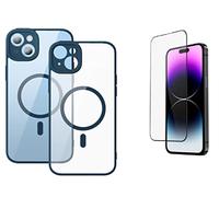Baseus Frame Transparent Magnetic Case and Tempered Glass Set for iPhone 14 Pro Max (Blue)