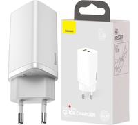 Chargeur secteur Baseus GaN2 Lite 1x port USB-A + 1x port USB-C 65W (Blanc)