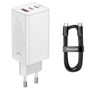 Baseus GaN3 Pro chargeur GaN universel rapide 2 x USB type C / USB + câble USB type C - USB type C 65W PD3.0, QC4.0+, AFC blanc