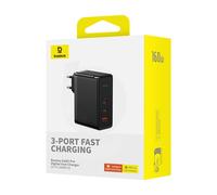 Baseus Chargeur rapide GaN5 Pro 2x USB-C + 1x USB-A 160W Prise EU Noir