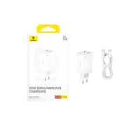 Baseus GAN6 65W ADPTR + 100W C KBL-BYZ chargeur d'appareils mobiles PDA, Tablette, téléphone Blanc Secteur Auto