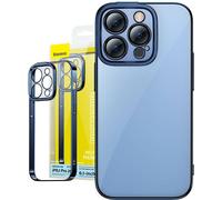 Baseus Glitter Transparent Case and Tempered Glass Set for iPhone 14 Pro (bleu)