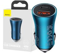 Baseus Golden Contactor Max chargeur de voiture rapide USB + USB Type C 60 W Quick Charge bleu (CGJM000103)