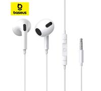Baseus H17 3.5mm écouteur filaire avec Microphone casque intra-auriculaire contrôlé par fil pour musique Sport dans l'oreille moniteur écouteurs casque 3.5mm White