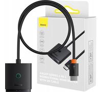 Baseus Hdmi Adapter 2W1 4K 60Hz Bi-directional With Built-in 1M Cable Black (Adaptateur Hdmi 2W1 4K 60Hz bi-directionnel avec câble 1M intégré)