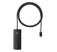 Baseus Hub Lite Série – USB-C vers 4× USB 3.0 + USB-C – Câble 1 m – Noir