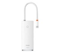 Baseus HUB Lite Series 5-in-1 Multifunctional (Type-C to 2X USB 3.0 / PD Type-C/HDMI 1.4 / SD/TF) White (WKQX050102)