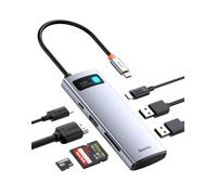 Baseus Hub USB C 7 en 1 Stations d'accueil Adaptateur avec 4K HDMI, 100W PD, 2 USB 3.0 5Gbps, 1 USB C, Lecteur Carte SD/TF pour Ordinateur Portable MacBook/Surface Pro/iPad/Steam Deck/Rog Ally/Samsung