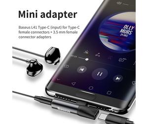 Baseus L41 Adaptateur audio chargeur et musique type-C vers type-C noir - 3,5 mm