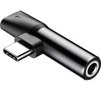 Baseus L41 Adaptateur audio USB-C mâle - jack 3,5 mm + USB-C femelle, noir