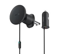 Baseus Magnetic Car Phone Holder CW01 to Ventilation Grid with Car Charger USB-A, 15W + 25W (Black)
