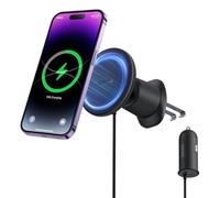 Baseus Support téléphone voiture magnétique CW01 – Grille d'aération, Chargeur USB-C 15W + 25W Noir