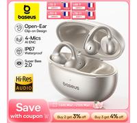 Baseus MC1 Pro Clip d'oreille écouteurs sans fil Bluetooth 6.0 haute résolution Ultra ouvert écouteurs boucles d'oreilles 4 micro ENC Clip sur écouteurs casque Stellar White