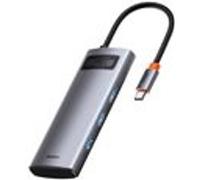 Baseus WKWG020013 Station d'accueil filaire USB 3.2 Gen 1 (3 ports) / HDMI / RJ-45 1Gbps / USB Power Delivery 100W / Aluminium Bleu/Gris, Windows/Linux