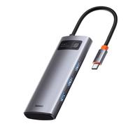 Baseus Metal Gleam Series 5-in-1 Multifunktionale Typ-C HUB Dockingstation Grau 30Hz Version Grau
