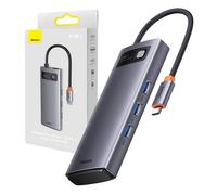 Adaptateur WKWG030213 6 IN 1 Type-C vers USB3.0*3+PD*1+SD/TF*1 Gris