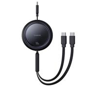 Câble Rétractable 2x USB-C 100W Charge Rapide et Transfert de données Noir