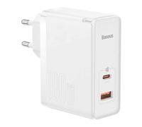 Baseus - Modèle du produit : Chargeur secteur GaN5 Pro 1x port USB-A + 1x port USB-C 100W + Cable USB-C 1m (Blanc)