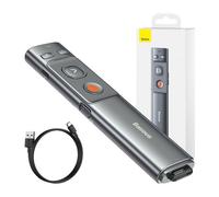 Baseus Orange Dot Pointeur laser de présentation sans fil avec batterie - Gris (Assistant de présentation professionnel avec batterie intégrée)