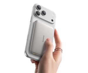 Baseus Picogo Powerbank, 10000mAh Qi2 Magsafe Powerbank, Ultra Slim, 15W Wireless Charge Rapide et PD 27 W, Batterie Externe Magnétique pour iPhone 17/16/15/14/13/12, Titane