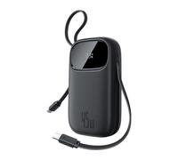 Baseus Powerbank 20000mAh 45W avec 2 Câbles USB-C Intégrés, Power Bank PD3,0 QC4,0 Batteries Externes Charge Rapide, 3C et 1 A, Chargeur Portable pour iPhone 16/15/14 Pro Max, iPad, Samsung, Noir