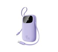 Baseus Powerbank 20000mAh 45W avec Câbles USB-C Intégrés, Power Bank PD3,0 QC4,0 Batteries Externes Charge Rapide, 3C et 1 A, Chargeur Portable pour iPhone 16/15/14 Pro Max, iPad, Samsung, Violet